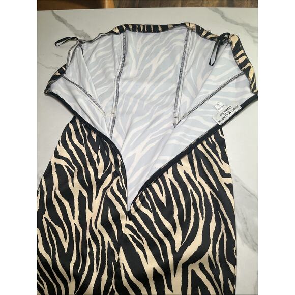 Jessica McClintock Gunne Sax PROM Party Dress Sz 7/8 Strapless Long Zebra Print - Picture 14 of 15